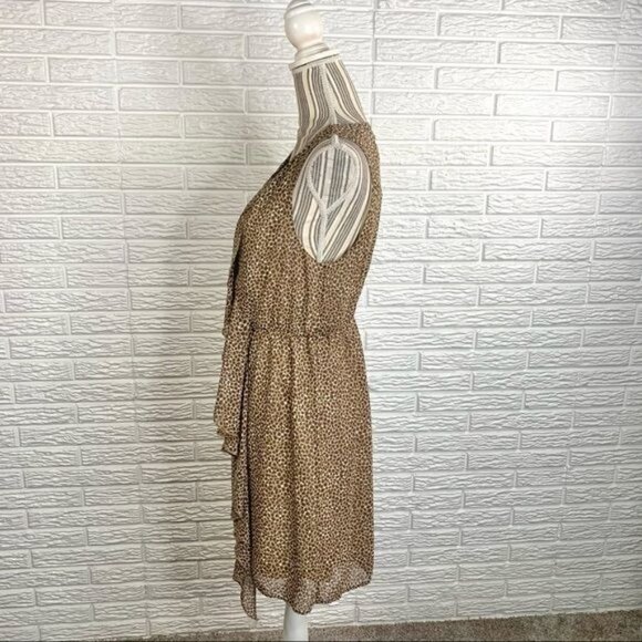 H&M Leopard Print Asymmetrically Ruffled Dress Size 12 - Picture 5 of 7